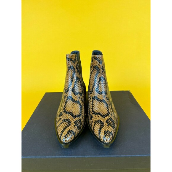 Freda Salvador Joan Chelsea Boots Womens 5 M Brass Snake Embossed Leather NWB - Picture 4 of 11